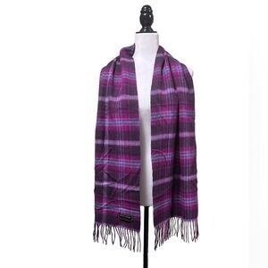 James Pringle Weavers Wool Plaid Check Fringe Scarf